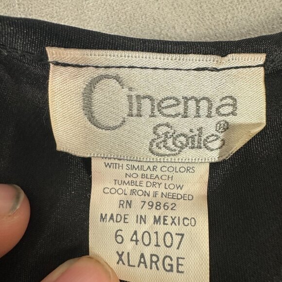 Cinema Etoile Vintage Womens Black Sleeveless Lace-Trimmed Top Size XL - Picture 4 of 5